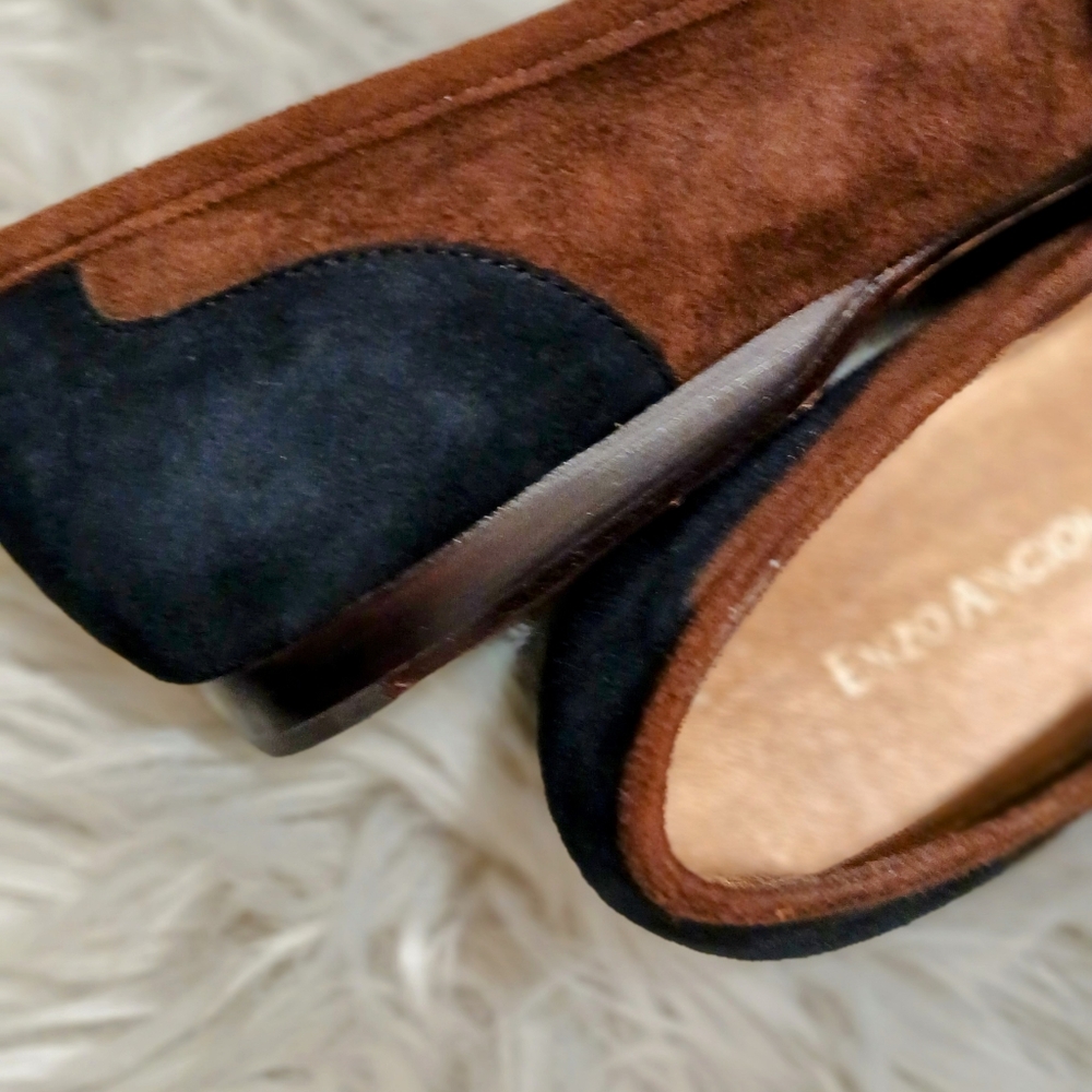 Enzo Angiolini Tan, Black And Brown Loafers Leather (SUEDE) Size 7.5